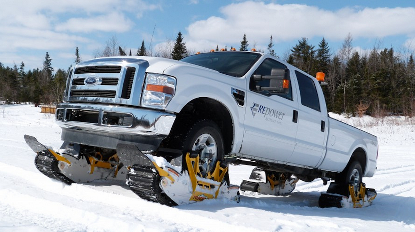 Track N Go installs over tires to transform your pickup into a snow