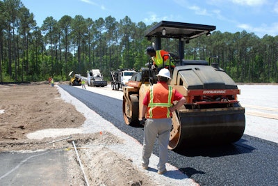 Porous asphalt pavement is similar to open-graded friction courses (OGFC), with the same problem of drain-down, but is meant for static loads and environmentally sustainable stormwater drainage. Here, mix for the parade ground at U.S. Marine Corps Recruit Depot at Parris Island, S.C., contains warm-mix additive instead of fibers.