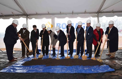 Bomag representatives and South Carolina state and local officials break ground on the new Bomag North American headquarters. (Pictured, from left: Mike Briggs, president and CEO Central South Carolina Alliance; Milton Pope, Fairfield County administrator; Philip Land, regional director for Senator Lindsey Graham’s Office; Carolyn Robinson; Fairfield County councilperson; Gov. Nikki Haley, governor of South Carolina; Walter Link, president of Bomag Americas; Rob Mueckler, vice president of sales and marketing for Bomag Americas; Dwayne Perry, Fairfield County councilperson; Dave Dennison, marketing manager for Bomag Americas; Mary Lynn Kinley, Fairfield County councilperson; and David Brown, Fairfield County councilperson)