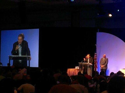 Mike Acott was inducted into the Asphalt Hall of Fame on Feb. 5, 2014, during NAPA’s Annual Meeting. (Photo credit: @NAPATweets via Twitter)