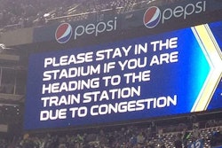 After the Super Bowl ended, train passengers were asked to remain in the stadium “due to congestion.” (Photo credit: @aemaltheafghan via Instagram)