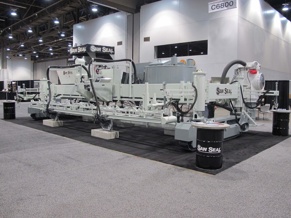 Saw Seal Machine saws, cleans and seals multiple joints in new concrete