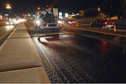 On mill-and-fill project on busy Florida A1A/528 on Merritt Island, Trackless Tack from Blacklidge Emulsions is placed in advance of overlay.