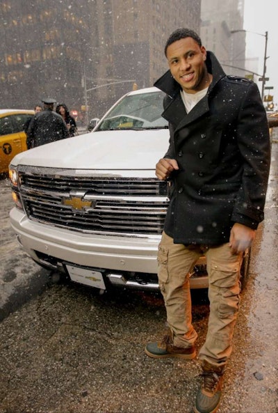 Seattle Seahawks linebacker Malcolm Smith is presented with a 2014 Chevrolet Silverado High Country pickup Monday, February 3, 2014 for being named the Super Bowl XLVIII MVP in New York, New York. Smith led his team to a 43-8 victory over the Denver Broncos on Sunday. Chevrolet is the official sponsor of the Super Bowl XLVIII MVP Award. (Photo by AJ Mast for Chevrolet)