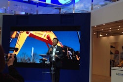Hyundai President S.M. Yoon tells press attendees at ConExpo-Con/Agg about the company’s upcoming Tier 4 Final models.