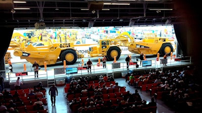 During the first day of the Ritchie Bros. auction in Las Vegas, a selection of motor graders sold on the ramp for $565,000 a piece. (Photo courtesy of Ritchie Bros. Auctioneers)