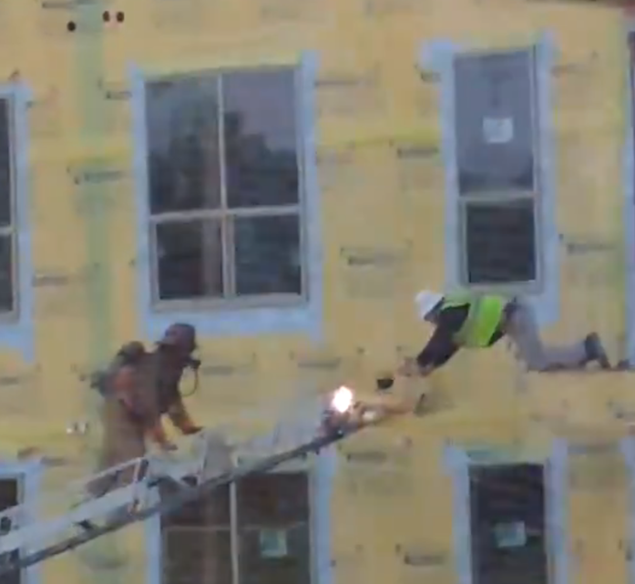 Houston construction worker rescued from fire