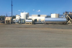 This rubber blending equipment is set up on an asphalt plant owned by Diamond B in Louisiana. The blending equipment was built by D&H Equipment Ltd.