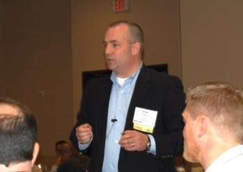 Mike Bennett, VP of health, safety, environmental and human resources for Cianbro, speaks at the 2014 AEMP annual conference.