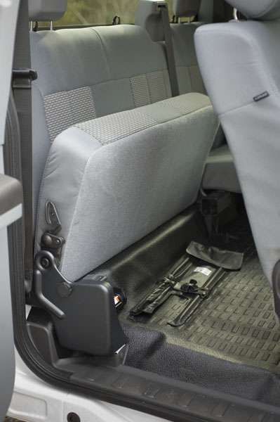 Split 60/40 rear bench and rubber floor mats good for work use.