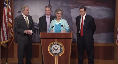 Senators Barbara Boxer, David Vitter, Tom Carper, John Barrasso discuss Senate transportation bill priorities during a press conference on April 10, 2014.