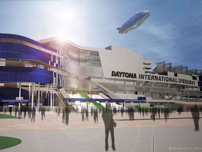 A rendering of the $400 million grandstand renovations underway at Daytona International Speedway.