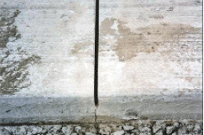 A successful sawed control joint, PCC pavement cracks along the joint sawed in green or curing concrete pavement.