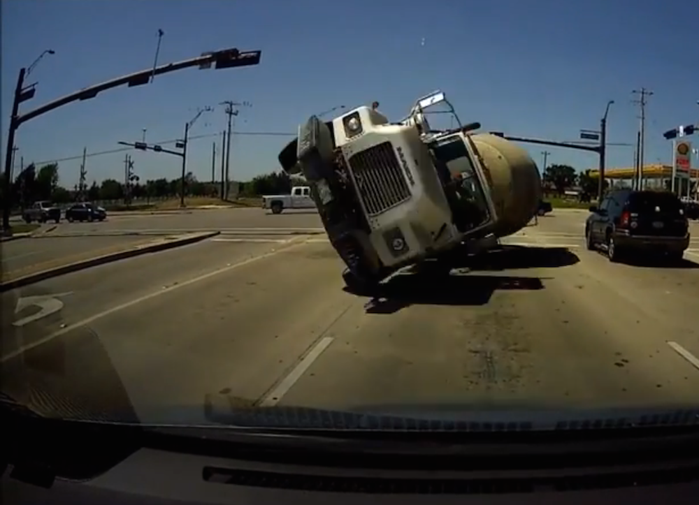 cement truck head-on dash cam