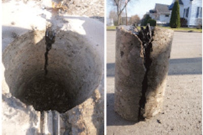 Coring at deteriorated joints helps identify causes of failure.