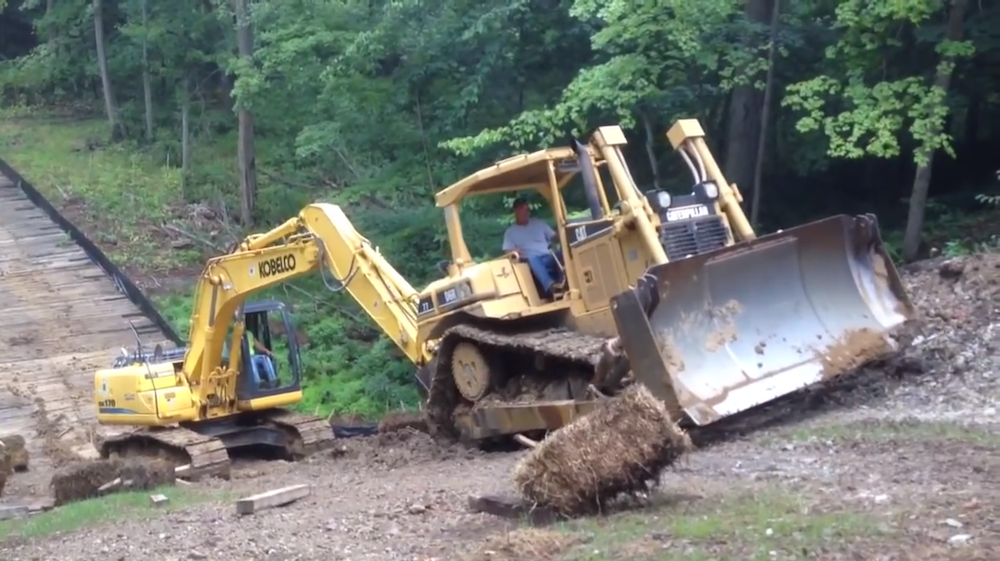 dozer excavator steep slippery slope