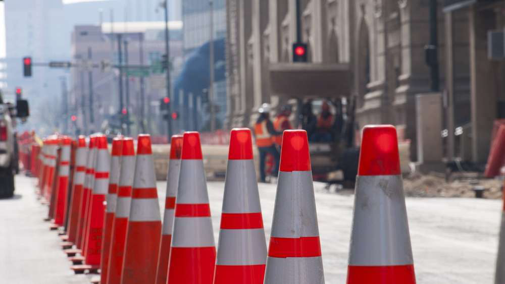 work zone road work stock
