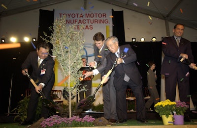 Toyota executives broke ground in San Antonio for the Toyota Motor Manufacturing, Texas plant on Oct. 17, 2003. In 2013 the millionth truck rolled off the assembly line.