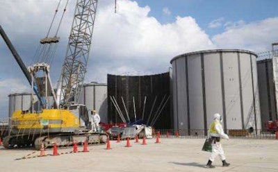 Construction on welded tanks at the Fukushima plant in Japan. Credit: AFP