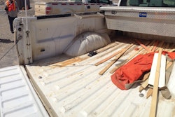 The aluminum bed of an F-150 prototype Ford embedded at a gold mine. Lots of abuse. No rust.