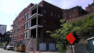 The Lynchburg building under construction where a painter fell to his death. Credit: Tim Saunders/WDBJ7