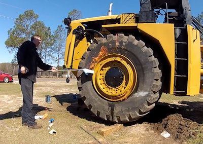 Mounting tires with ether explosion