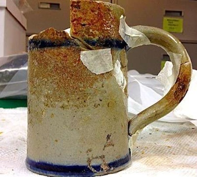 This beer mug found at a construction site at 50 Bower in New York City was used at a pre-civil war bar.