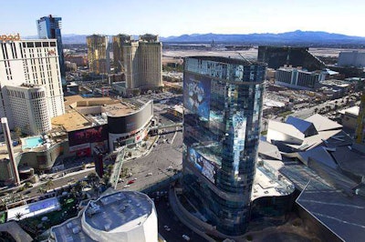 Crews have begun the yearlong process of dismantling the half-finished Harmon hotel in Las Vegas. Credit: Steve Marcus/Las Vegas Sun