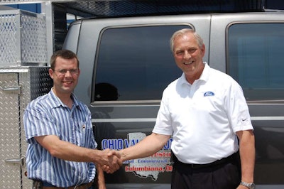 This year’s Contractor Dream Package winner Andrew Van Pelt, left, with Roy Vaughn, sales manager, Allstate Ford, Youngstown, Ohio.