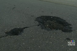 One of the craters left by the lightning strike.