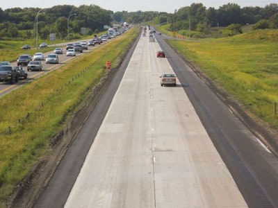 I-94 is completed with diamond grinding on the westbound lane. The eastbound lane was experiencing typical Sunday afternoon traffic.