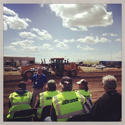 Topcon’s Mark Jones demonstrates 3D grade control in Red Deer, Alberta, Canada. (Photo credit: Topcon)