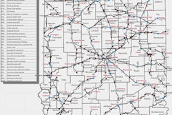 This map shows the rail system in the state of Indiana in 2014. Click image to view larger version. (Photo credit: Indiana Department of Transportation)