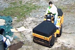 Thief steals roller-compactor