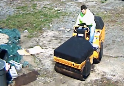 Thief steals roller-compactor
