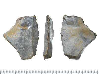 This Paleolithic flint is the oldest artifact found at a prehistoric campsite in London. Credit: Museum of London Archaeology