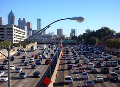 Road work on Interstate 75 heading into Atlanta. Georgia is one of four states that have canceled or delayed transportation projects.