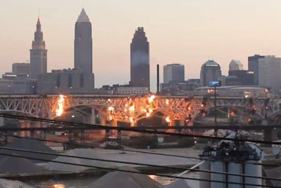 Cleveland Innerbelt bridge explosion demolition