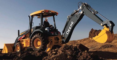 The John Deere 310K EP backhoe loader is powered by a Deere PowerTech engine, meeting Tier 4 Interim regulations without aftertreatment components and diesel particulate filters. A single loader lever with integrated electrohydraulic auxiliary loader control eliminates the need for a second lever. The cab has been completely redesigned with a ventilation system that circulates cab air from front-to-back, directing airflow where it is most needed. deere.com