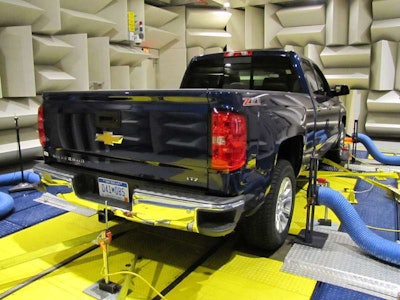 GM’s 14,000-square-foot test chamber is padded with jagged sound proofing to provide a quiet environment for testing, and the room room can replicate vast changes in climate, temperature and moisture conditions.