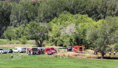 The scene near a bank of the Animas River where a contractor was killed after his skid steer toppled into the river. Credit: Shaun Stanley/Durango Herald