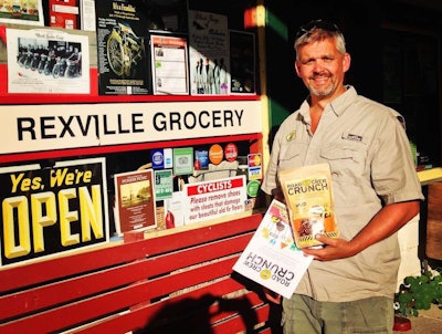 Daren Rexroad with a bag of his Rex’s Outrageous Road Crew Crunch.