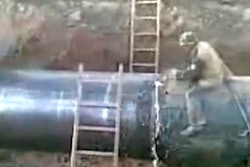 worker bucked during pipe cutting