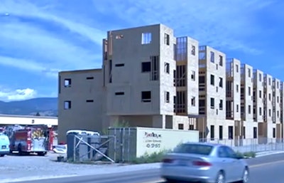 A construction worker survived a 40-foot fall at this apartment complex. Credit: KPAX TV