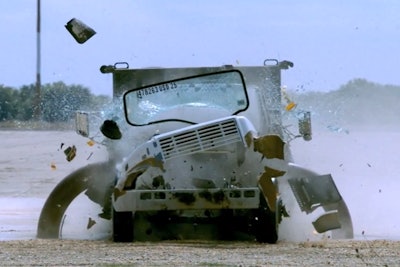 Texas A&M Truck crash into barrier
