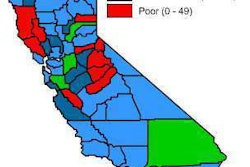 This graphic shows the road conditions of all 58 counties in California.