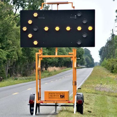 Before striking Griffitt, the truck crashed into a lighted sign like this one.