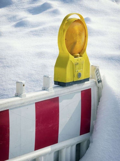 Snow road block