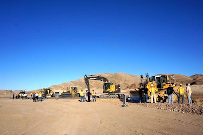 A demo jobsite with a mixed fleet connected with Trimble software and technology.