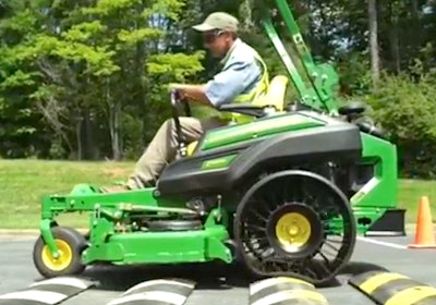 Michelin’s first expansion of the Tweel outside of construction is John Deere commercial lawnmowers.